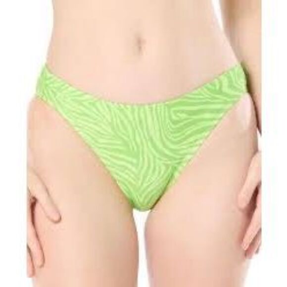 NWT Michael Kors one shoulder O-ring top and bottom swimwear in green with anima - Picture 4 of 10